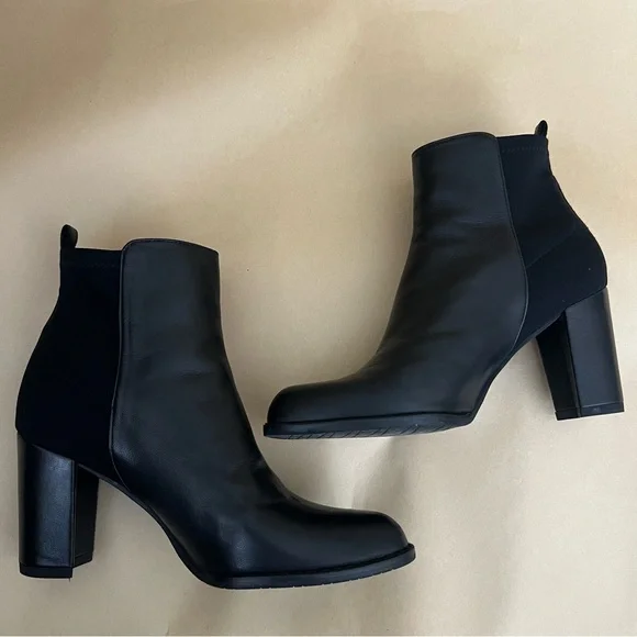 Stuart Weitzman Otherhalf Black Nappa Leather Block Heel Ankle Boots Womens 5.5 - Picture 8 of 9